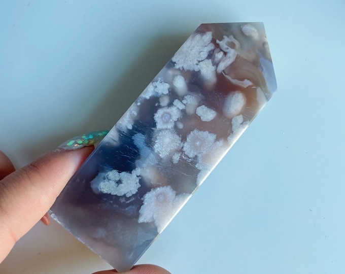 Druzy flower agate geode Crystal tower pink flower agate crystal tower healing crystal home decor