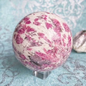 Rubellite lepidolite large crystal sphere healing crystal home decor