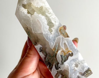 Moss agate crystal tower | moss agate home decoration | moss agate ornament | healing crystal | birthstone gifts| wedding anniversary gift