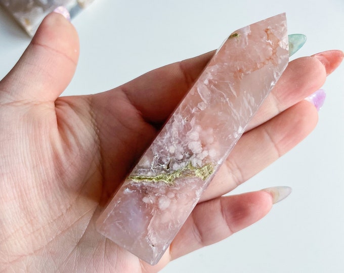 Druzy flower agate geode Crystal tower pink flower agate crystal tower healing crystal home decor