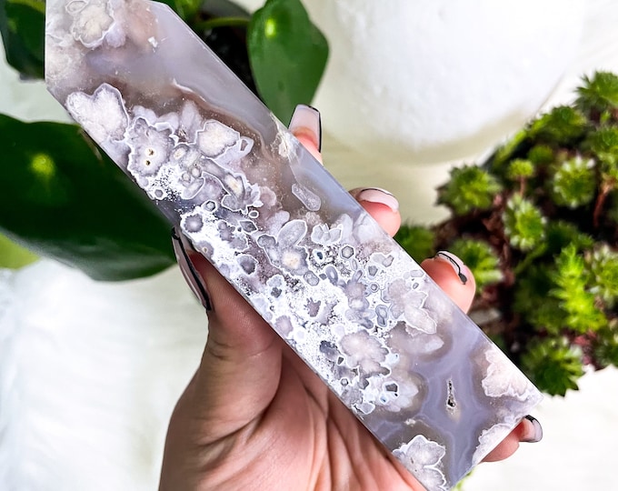 Flower agate crystal tower |cherry blossom agate home decoration | flower agate specimen | healing crystal | birthday gift|anniversary gift