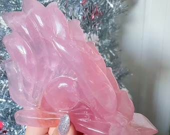 Rose quartz Ninetail fox goddess