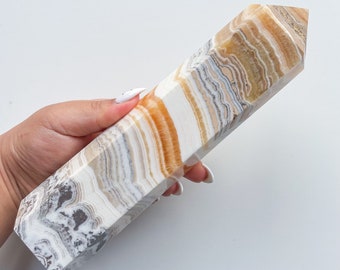 Dendritic orange calcite crystal point healing crystal home decoration meditation reiki practice