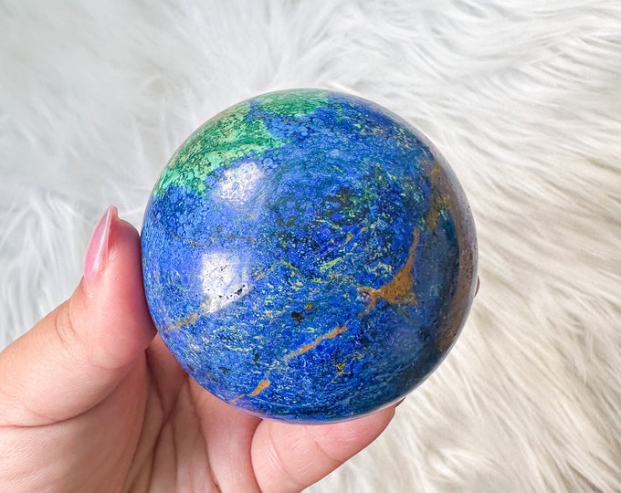 Rare Azurite with Malachite Sphere