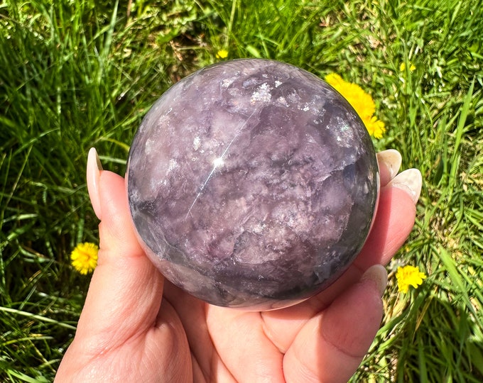 Extraordinary Galaxy fluorite | Purple with Mica crystal sphere | premium crystal sphere | healing crystal home decor