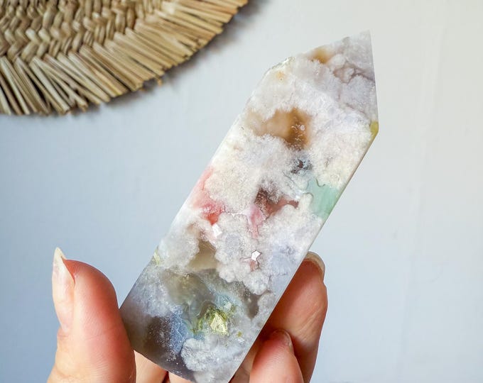 Flower agate geode Crystal tower (LY)  | High-quality flower agate crystal tower healing crystal home decor