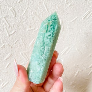 Druzy Fluorite tower, grass fluorite tower, green fluorite crystal point, rare crystal tower, healing journey home decoration
