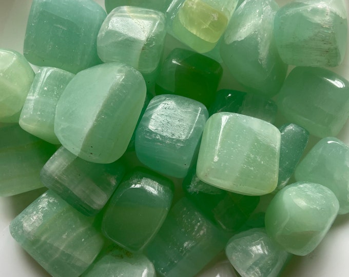 Pistachio calcite polished Tumblestone Healing Crystals