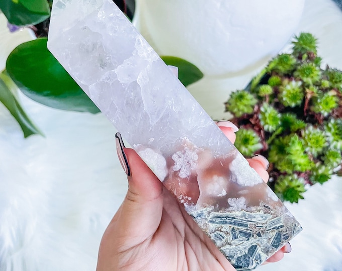 RARE ice AMETHYST combine with carnelian and Flower agate crystal tower |healing crystal | birthday gift|anniversary gift
