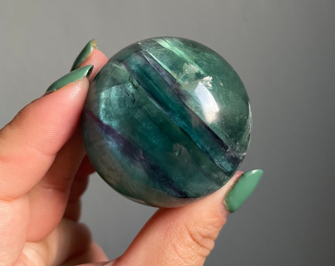 Fluorite sphere |Rare blue green fluorite healing crystal home decor