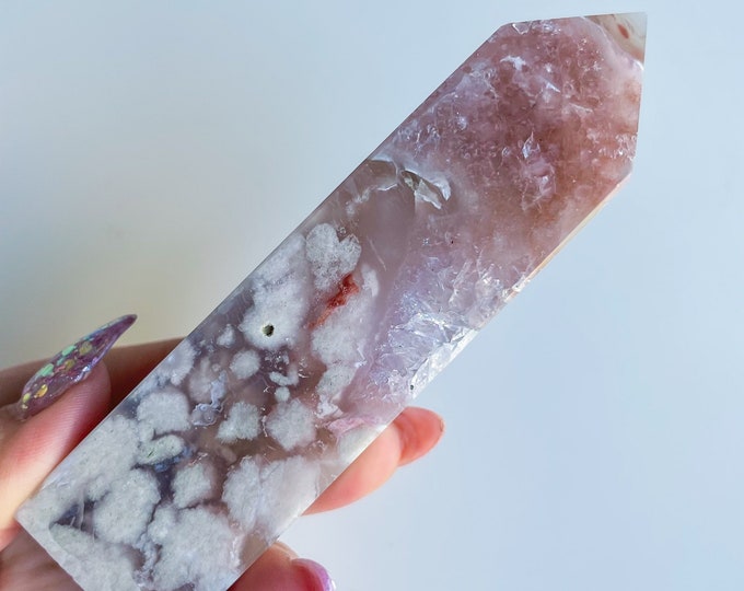 Druzy flower agate geode Crystal tower pink flower agate crystal tower healing crystal home decor