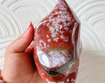 Ocean Jasper crystal flame healing crystal home decor