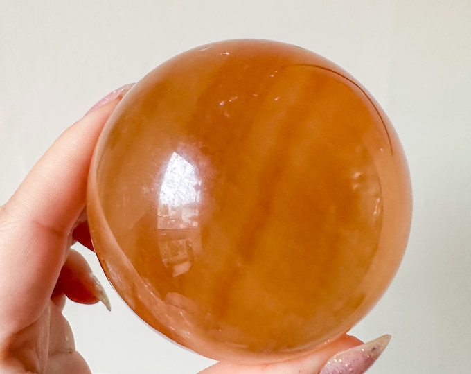 Honey calcite crystal sphere healing crystal home decor