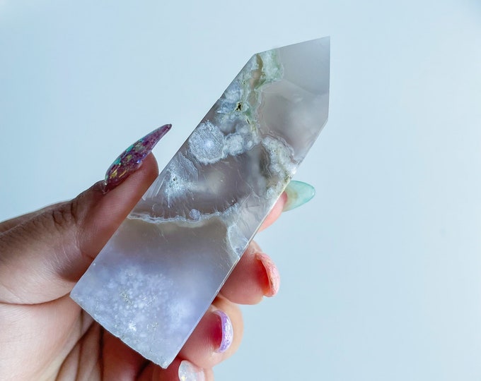 Druzy flower agate geode Crystal tower pink flower agate crystal tower healing crystal home decor
