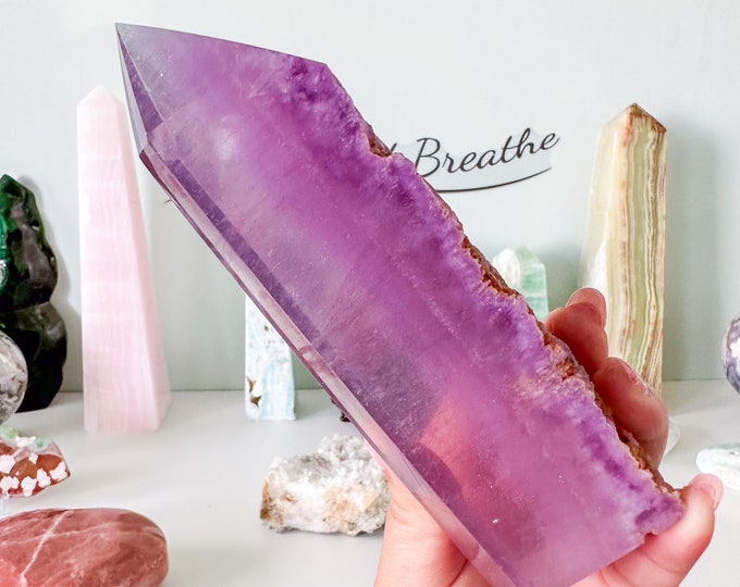 Pink-Purple Fluorite Tower - High Quality Crystal Home Decor - Healing Properties and Eye-Catching Design