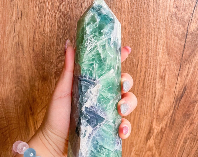 Fluorite crystal towers healing crystal home decoration | premium snowflake fluorite crystal tower