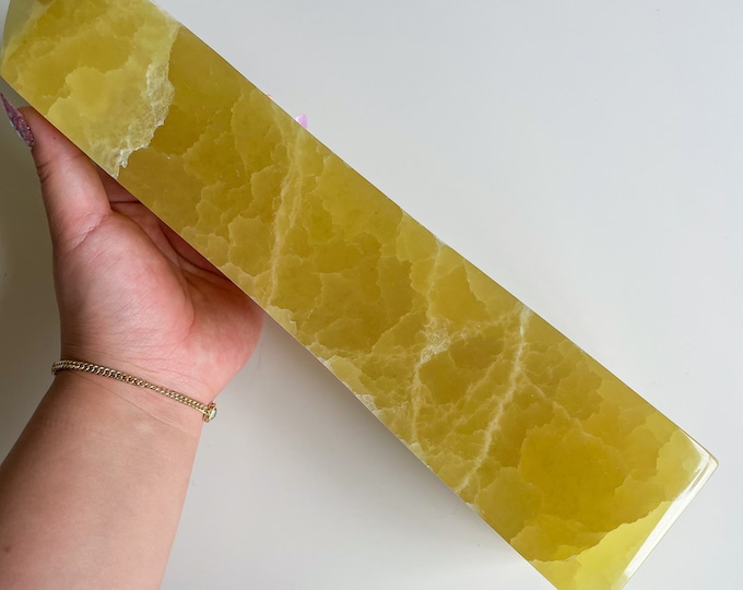 Lemon calcite crystal tower | lemon calcite XL crystal tower ornament healing crystal healing journey home decoration