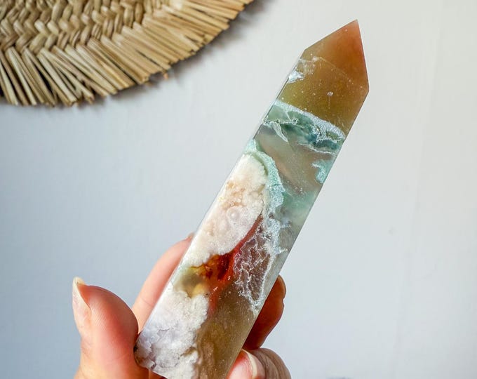 Flower agate geode Crystal tower (LY)  | High-quality flower agate crystal tower healing crystal home decor