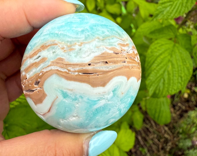 Blue aragonite crystal sphere healing crystal home decor