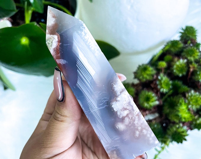 Flower agate crystal tower |cherry blossom agate home decoration | flower agate specimen | healing crystal | birthday gift|anniversary gift