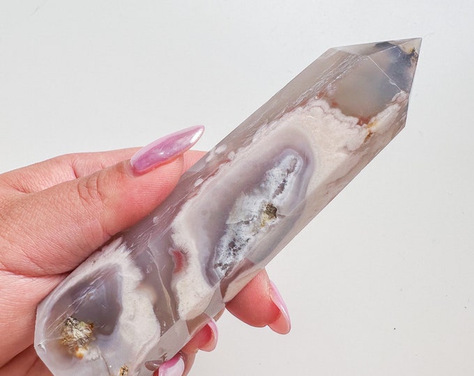 flower agate (PP) Crystal tower | flower agate crystal tower healing crystal home decor |crystal gift |unique home decor|