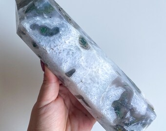 Moss agate crystal tower | moss agate home decoration | moss agate ornament | healing crystal | birthstone gifts| wedding anniversary gift