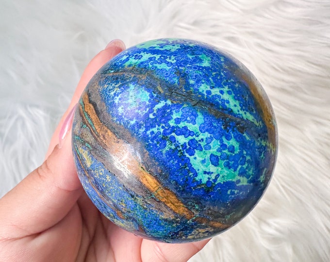 Rare Azurite with Malachite Sphere