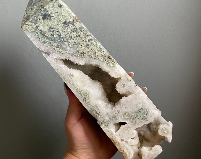 Moss agate crystal tower | moss agate home decoration | moss agate ornament | healing crystal | birthstone gifts| wedding anniversary gift