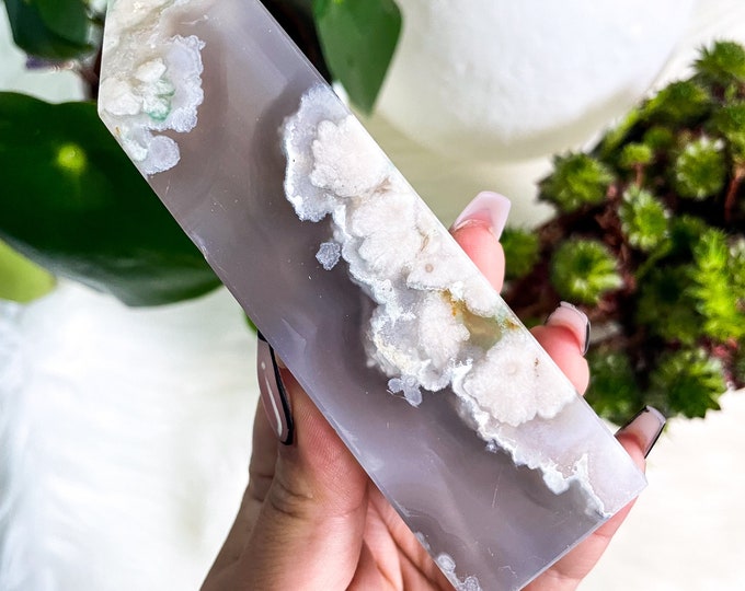 Flower agate crystal tower |cherry blossom agate home decoration | flower agate specimen | healing crystal | birthday gift|anniversary gift