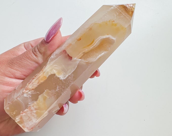 flower agate (PP) Crystal tower | flower agate crystal tower healing crystal home decor |crystal gift |unique home decor|
