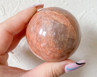 Peach moonstone crystal sphere healing crystal home decor