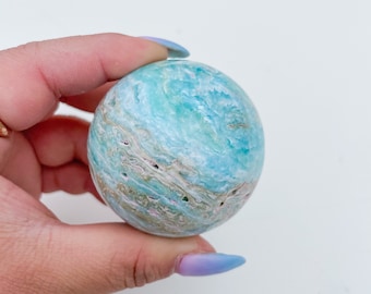 Blue aragonite crystal sphere healing crystal home decor
