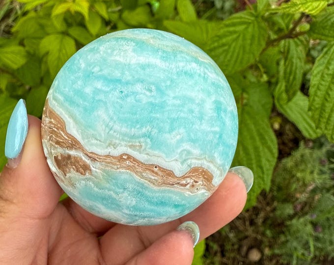 Blue aragonite crystal sphere healing crystal home decor