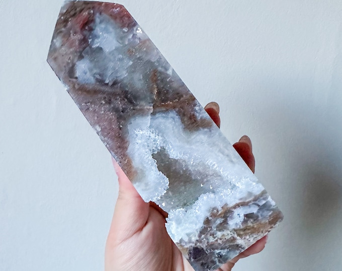 Matrix fluorite with quartz and calcite | rare fluorite crystal tower healing crystal