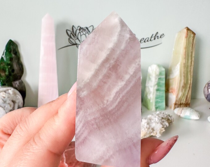 Rare Purple Silk Fluorite Crystal Tower - Stunning Home Decor Piece with Healing Properties