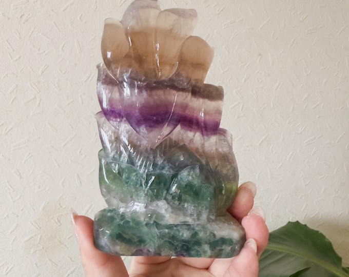 Rainbow fluorite Ninetail fox goddess