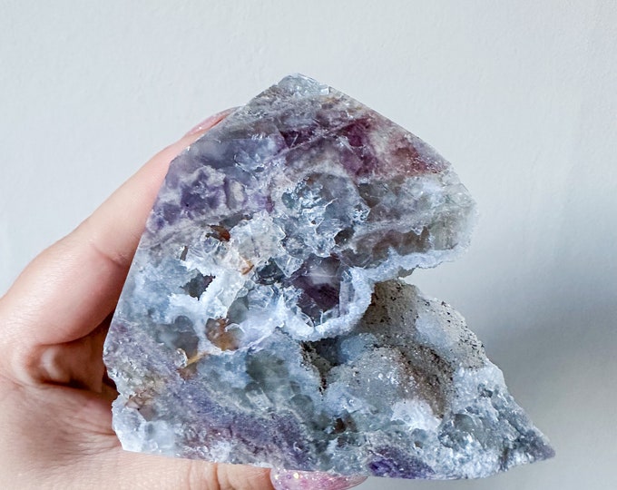 Matrix fluorite with quartz and calcite | rare fluorite crystal tower healing crystal
