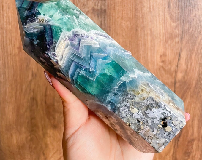 Fluorite crystal towers healing crystal home decoration | premium snowflake fluorite crystal tower