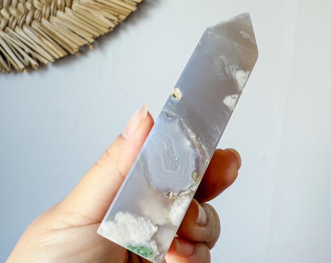 Flower agate geode Crystal tower (LY)  | High-quality flower agate crystal tower healing crystal home decor