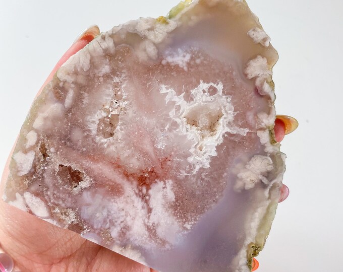 Pink amethyst flower agate crystal slab | flower agate specimen | healing crystal | birthday gift|anniversary gift