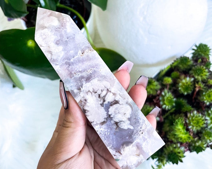 AMETHYST Flower agate crystal tower |DRUZY amethyst flower agate | flower agate specimen | healing crystal | birthday gift|anniversary gift