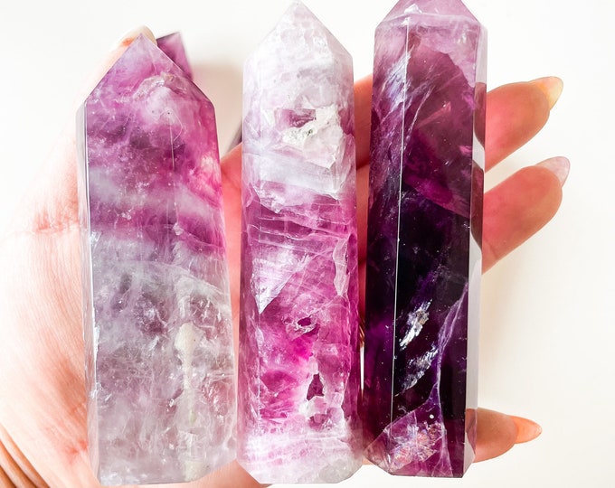 fluorite tower point healing crystal home decoration meditation reiki practice