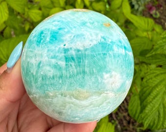 Blue aragonite crystal sphere healing crystal home decor