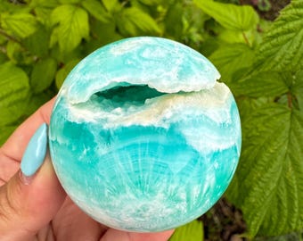 Blue aragonite crystal sphere healing crystal home decor