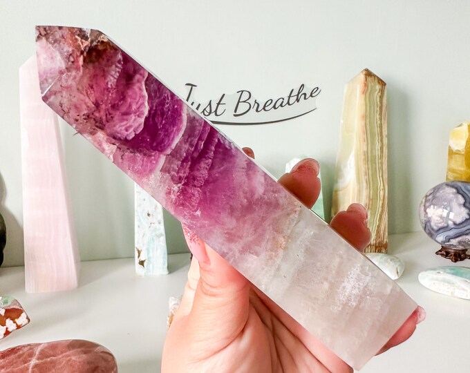 Dentritic Purple Silk Fluorite Crystal Tower - Stunning Home Decor Piece with Healing Properties