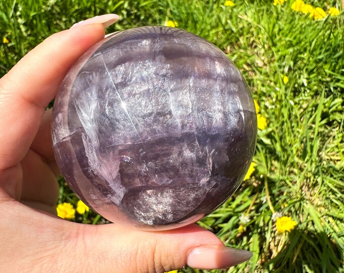 NEW Galaxy fluorite | Purple with Mica crystal sphere | premium crystal sphere | healing crystal home decor