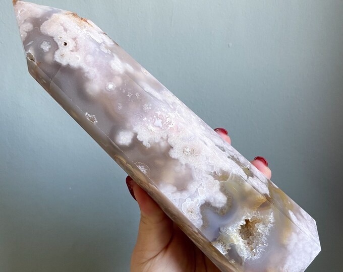 Flower agate crystal tower |cherry blossom agate home decoration | flower agate specimen | healing crystal | birthday gift|anniversary gift