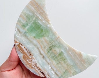 calcite large crystal moon hand carving healing crystal healing journey home decoration