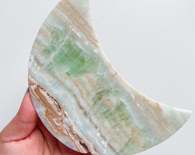 calcite large crystal moon hand carving healing crystal healing journey home decoration