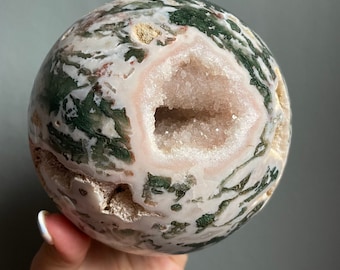 Moss agate crystal sphere | moss agate home decoration | moss agate specimen | healing crystal | birthstone gifts| wedding anniversary gift